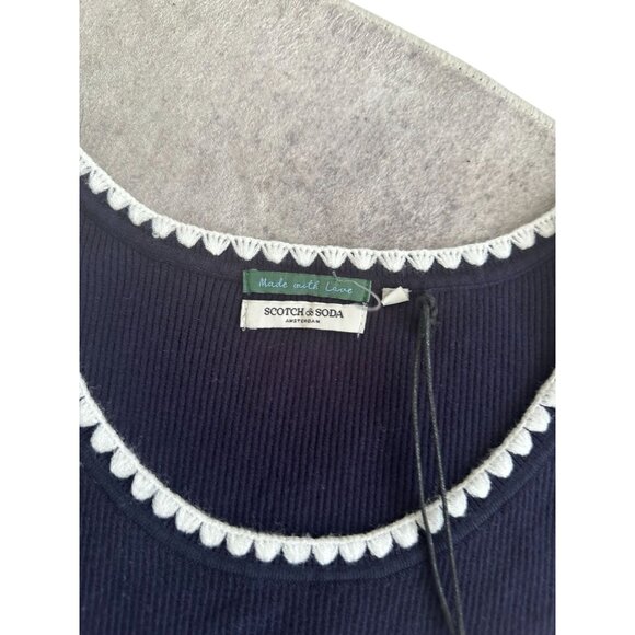 SCOTCH & SODA Navy Blue White Knit Tank Top Size XL NEW NWT - Picture 6 of 8